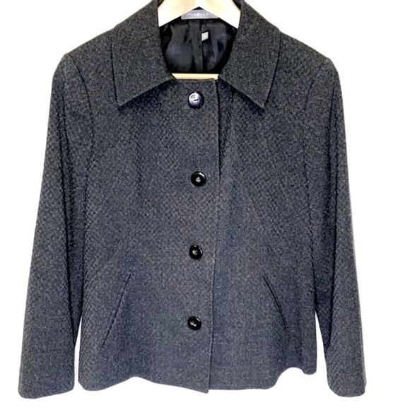 Atelier Charcoal Gray Textured Polyester Blend Blazer Suit Jacket Size 6 - Picture 3 of 13